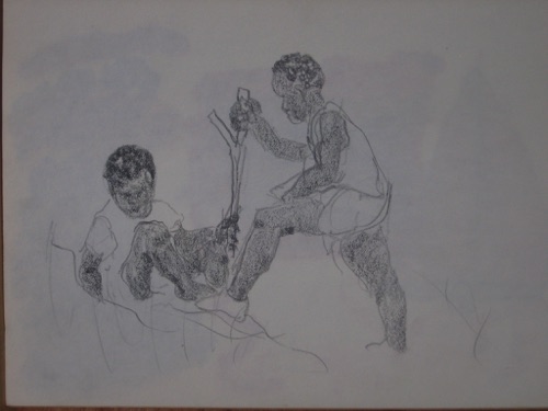 'Kinder'
Bleistift/Kohle, Burkina Faso, 1995,
30 x 20
